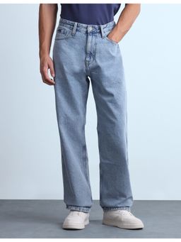 Flying Machine - Men Blue Cobain 90'S Loose Fit Stone Washed Jeans