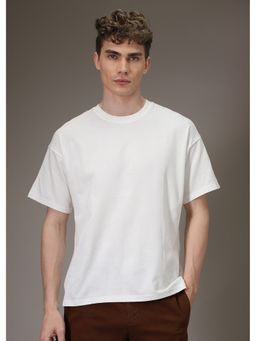 Banana Club - Men Textured Patterned White T-Shirt