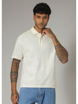 Banana Club - Men Cream Patterned Polo T-Shirt