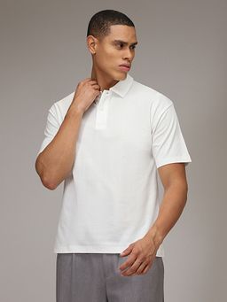 Banana Club - Men White Patterned Polo T-Shirt