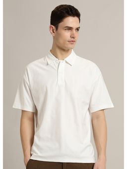 Banana Club - Men Striped White Plain Polo T-Shirt