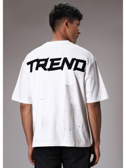 Banana Club - Men Brushstroke Trend Oversized White T-Shirt