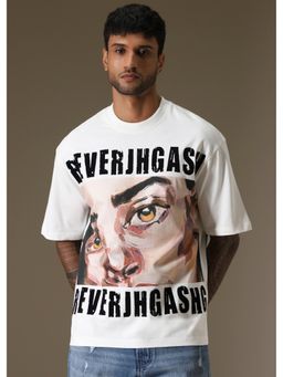 Banana Club - Men Visual Grin White Oversized T-Shirt