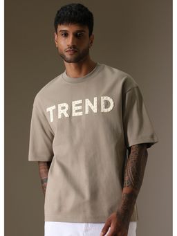 Banana Club - Men Grey Embossed Oversized T-Shirt