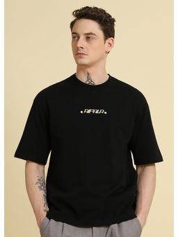 Banana Club - Men Black Plain Embellished Oversized T-Shirt