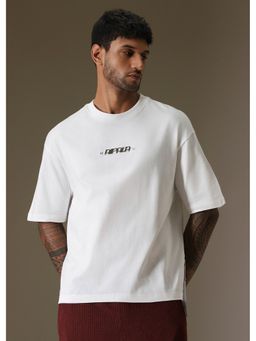 Banana Club - Men White Plain Embellished Oversized T-Shirt
