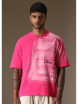 Banana Club - Men Pink Typograph Oversized T-Shirt