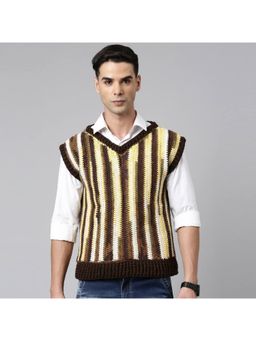 Magic Needles - Handmade Sleeveless Men Multi-Colour Pullover Sweater