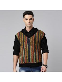 Magic Needles - Handmade Sleeveless Men Multi Color Pullover Sweater