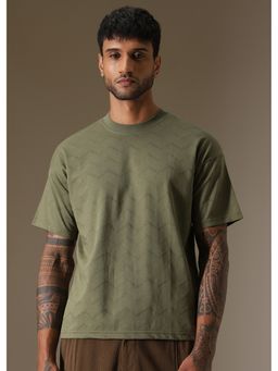 Banana Club - Men Olive Plain Drop Shoulder Oversized T-Shirt