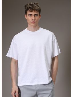 Banana Club - Men White Zig Zag Textured T-Shirt