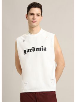 Banana Club - Men Gardenia Off White Ribbed Regular Tank