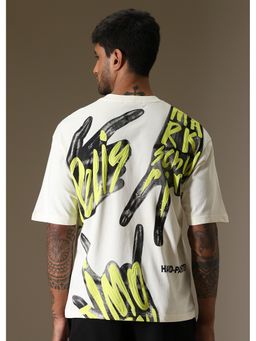 Banana Club - Men Embossed Off White Oversized T-Shirt