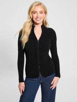 Guess - Jet Black Textured Mock Neck Full Sleeve Keily Pull Over Sweater