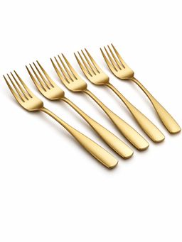 YELONA - Aurum Gold Premium Rust Proof Classic Dinner Forks (Pack of 5)