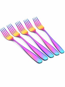 YELONA - Rainbow Premium Rust Proof Classic Dinner Forks (Pack of 5)