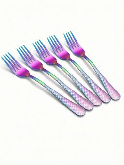 YELONA - Rainbow Premium Checks Handle Dinner Forks (Pack of 5)