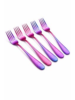 YELONA - Rainbow Hammered Finish Dinner Forks (Pack of 5)