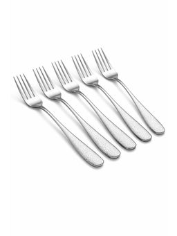 YELONA - Sterling Silver Hammered Finish Dinner Forks (Pack of 5)