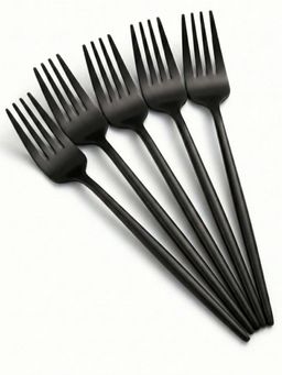 YELONA - Charcoal Black Elegant French Style Matte Premium Dinner Forks (Pack of 5)