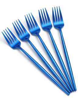 YELONA - Sapphire Blue Elegant French Style Matte Premium Dinner Forks (Pack of 5)