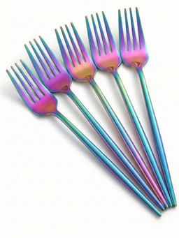 YELONA - Rainbow Elegant French Style Matte Premium Dinner Forks (Pack of 5)