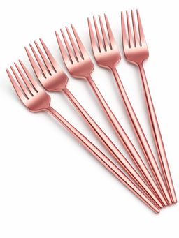 YELONA - Rosegold Elegant French Style Matte Premium Dinner Forks (Pack of 5)