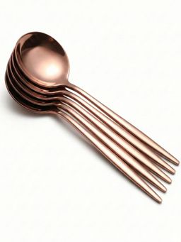 YELONA - Elegant French Style Matte Rosegold Premium Dinner Spoons (Pack of 5)