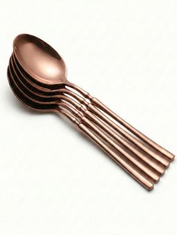 YELONA - Rosegold Premium Long Handle Korean Dinner Spoons (Pack of 5)