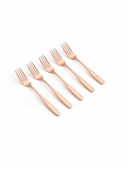 YELONA - Rosegold Premium Rust Proof Classic Fruit Forks (Pack of 5)