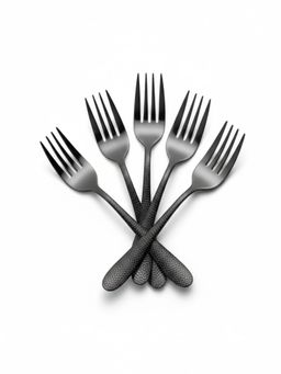 YELONA - Charcoal Black Hammered Finish Fruit Forks (Pack of 5)