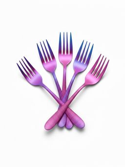 YELONA - Rainbow Hammered Finish Fruit Forks (Pack of 5)