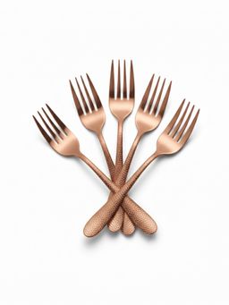 YELONA - Rosegold Hammered Finish Fruit Forks (Pack of 5)