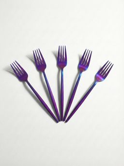 YELONA - Raspberry Purple Elegant French Style Matte Premium Fruit Forks (Pack of 5)
