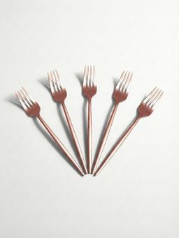 YELONA - Rosegold Elegant French Style Matte Premium Fruit Forks (Pack of 5)