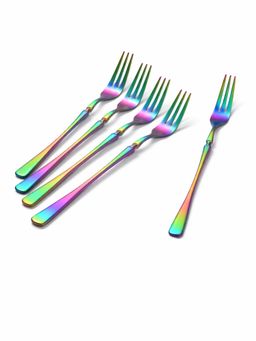 YELONA - Rainbow Premium Long Handle Korean Fruit Forks (Pack of 5)