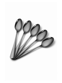 YELONA - Charcoal Black Premium Rust Proof Classic Dessert Spoons (Pack of 5)