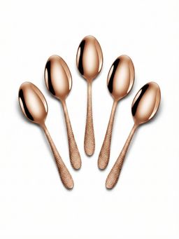 YELONA - Rosegold Hammered Finish Dessert Spoons (Pack of 5)