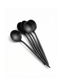 YELONA - Charcoal Black Elegant French Style Matte Premium Dessert Spoons (Pack of 5)