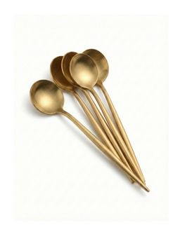 YELONA - Aurum Gold Elegant French Style Matte Premium Dessert Spoons (Pack of 5)