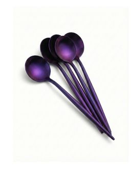 YELONA - Raspberry Purple Elegant French Style Matte Premium Dessert Spoons (Pack of 5)
