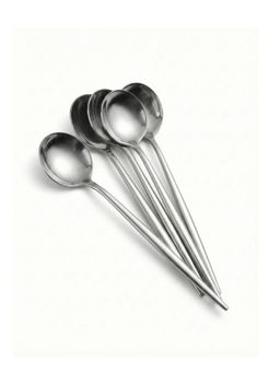 YELONA - Sterling Silver Elegant French Style Matte Premium Dessert Spoons (Pack of 5)