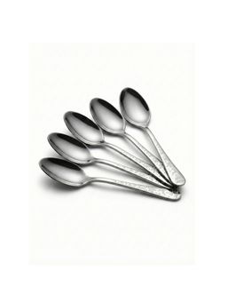 YELONA - Sterling Silver Christmas Festive Engraved Motif Dessert Spoons (Pack of 5)