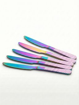YELONA - Rainbow Premium Checks Handle Butter Knives (Pack of 5)