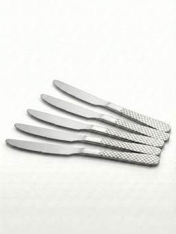 YELONA - Sterling Silver Premium Checks Handle Butter Knives (Pack of 5)