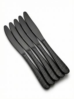 YELONA - Charcoal Black Hammered Finish Butter Knives (Pack of 5)