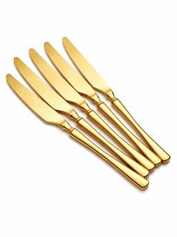 YELONA - Aurum Gold Premium Long Handle Korean Butter Knives (Pack of 5)