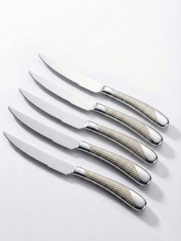 YELONA - Sterling Silver Elegant Textured Design Premium Butter Knives (Pack of 5)