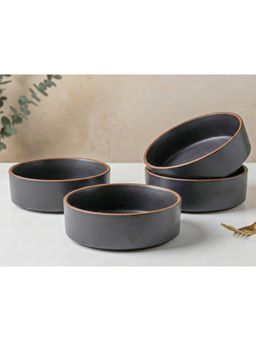 BODHI HOUSE - Charcoal Grey Ceramic Salad Bowls (Pack of 4)