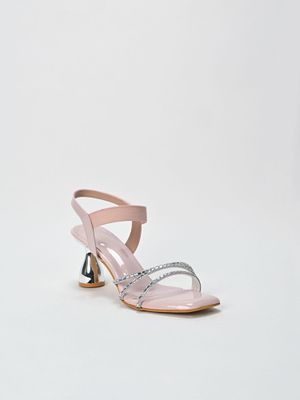 Buy SCENTRA Anisa Nude Embellished Sandal Heels Online